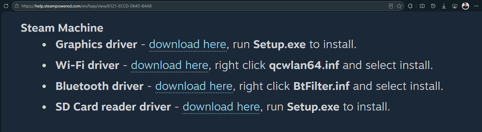 Steam Machine drivers for Windows 11