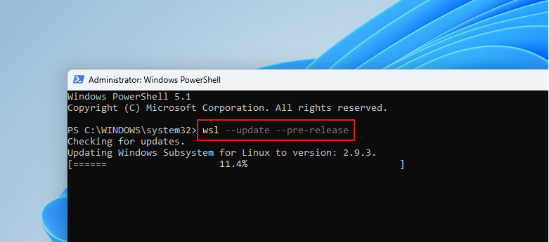 Updating Windows Subsystem for Linux