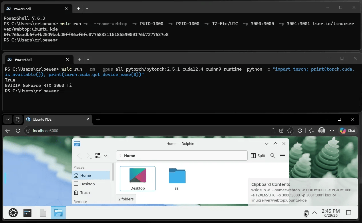 WSL container CLI
