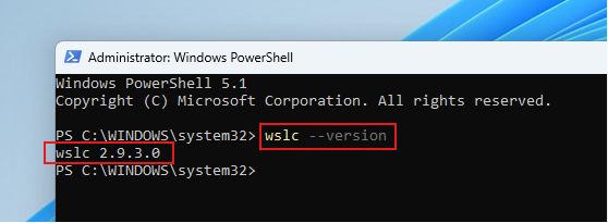 WSLC version 2.9.3.0 is installed