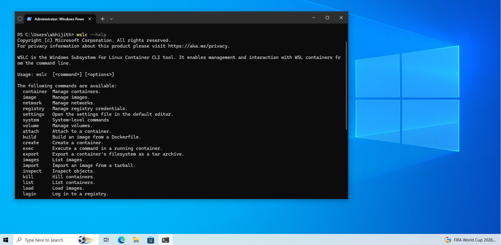 WSLc is up and running in Windows 10