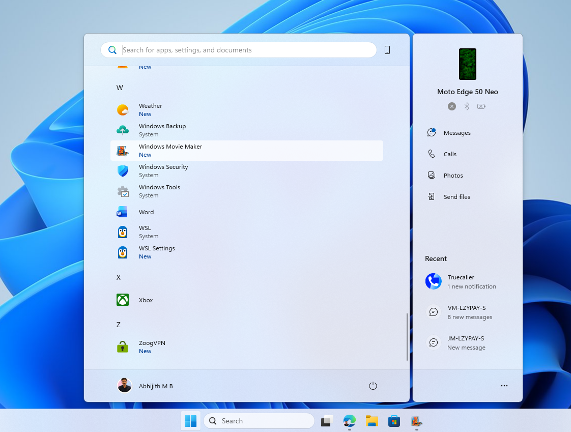 Windows Movie Maker installed