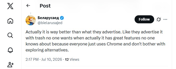 X user says Edge is better than everyone thinks