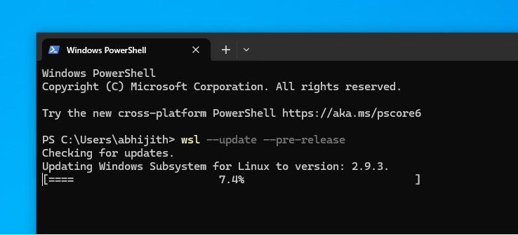 updating WSL in Windows 10