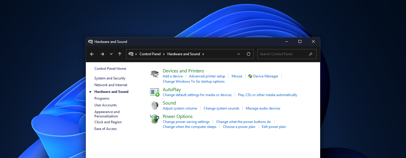 AutoPlay settings in Control Panel