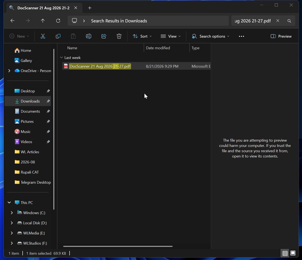File Explorer preview pane