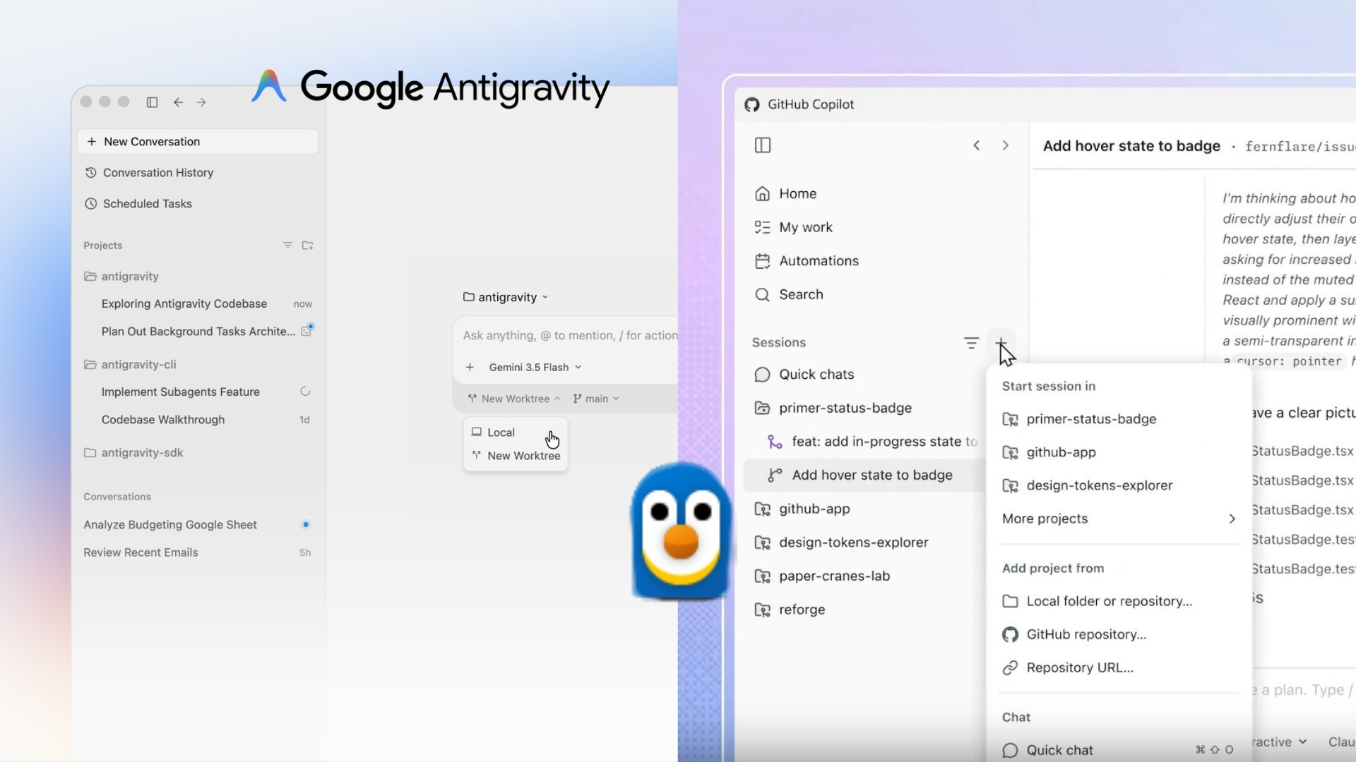 Google Antigravity and GitHub Copilot are both AI based development tools with WSL support