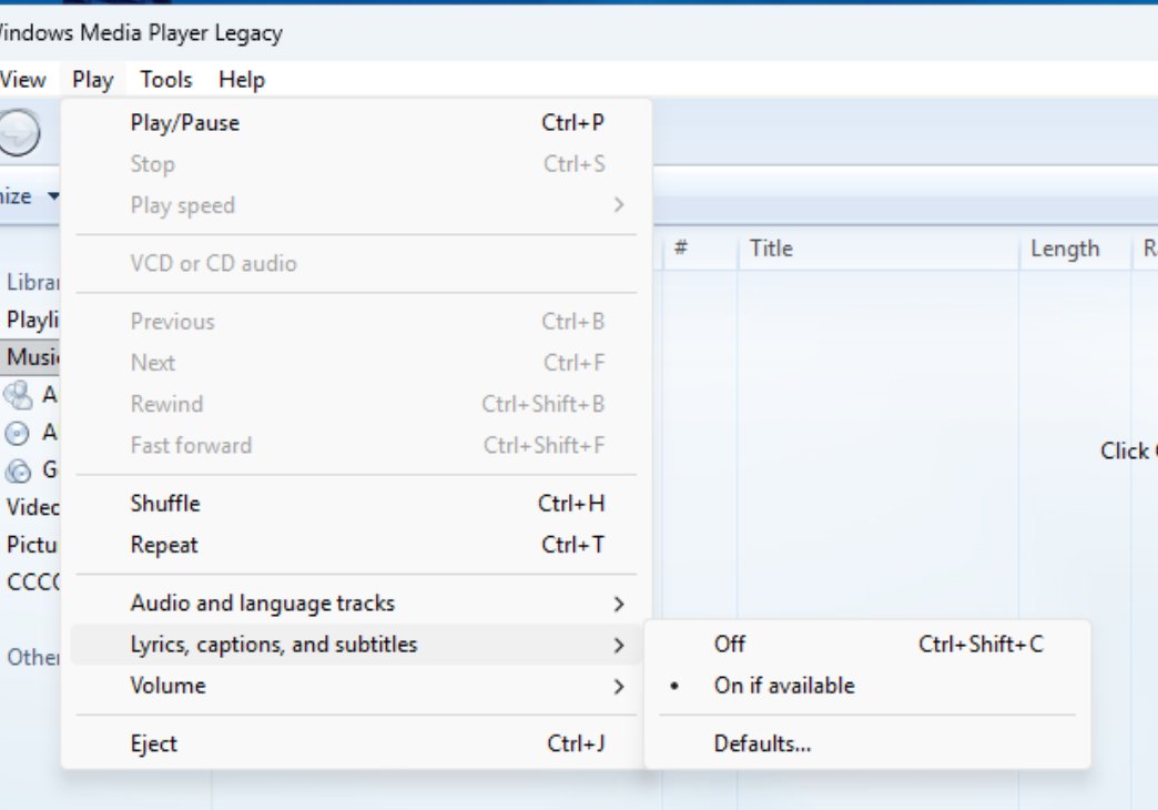 How the legacy media player caption menu looked before the update