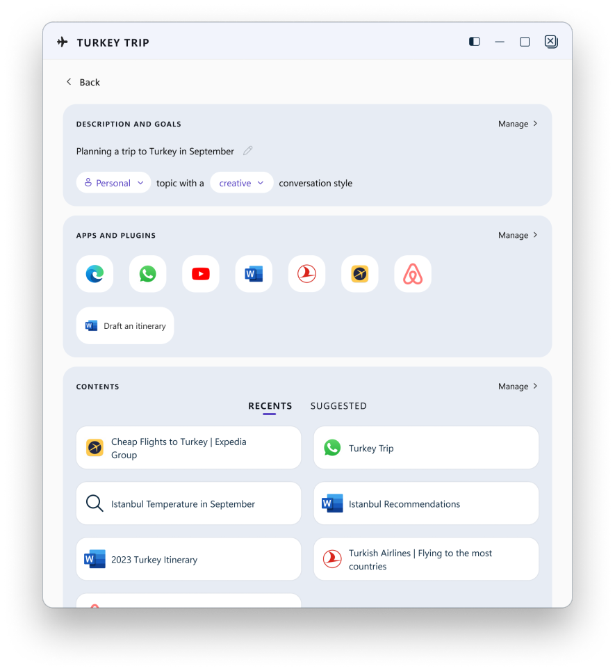Spaces feature in Copilot OS