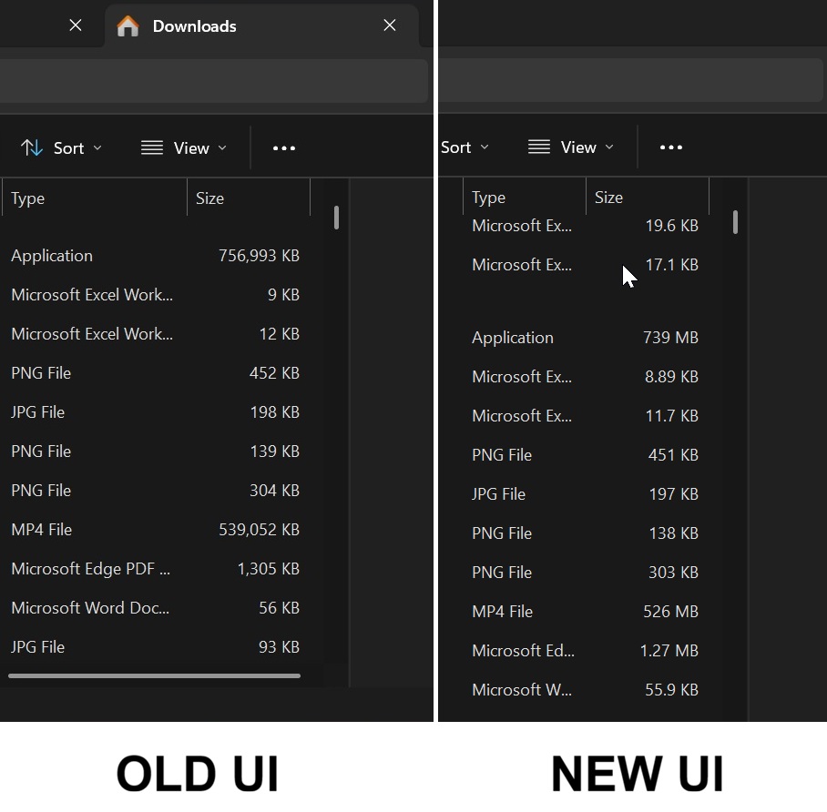 KB5121003 File Explorer file size changes