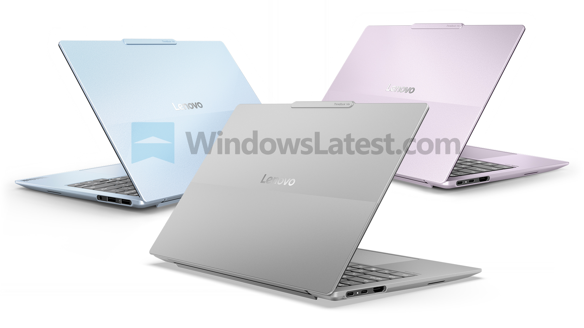 Lenovo ThinkBook 14x three colors rear view with all ports visible
