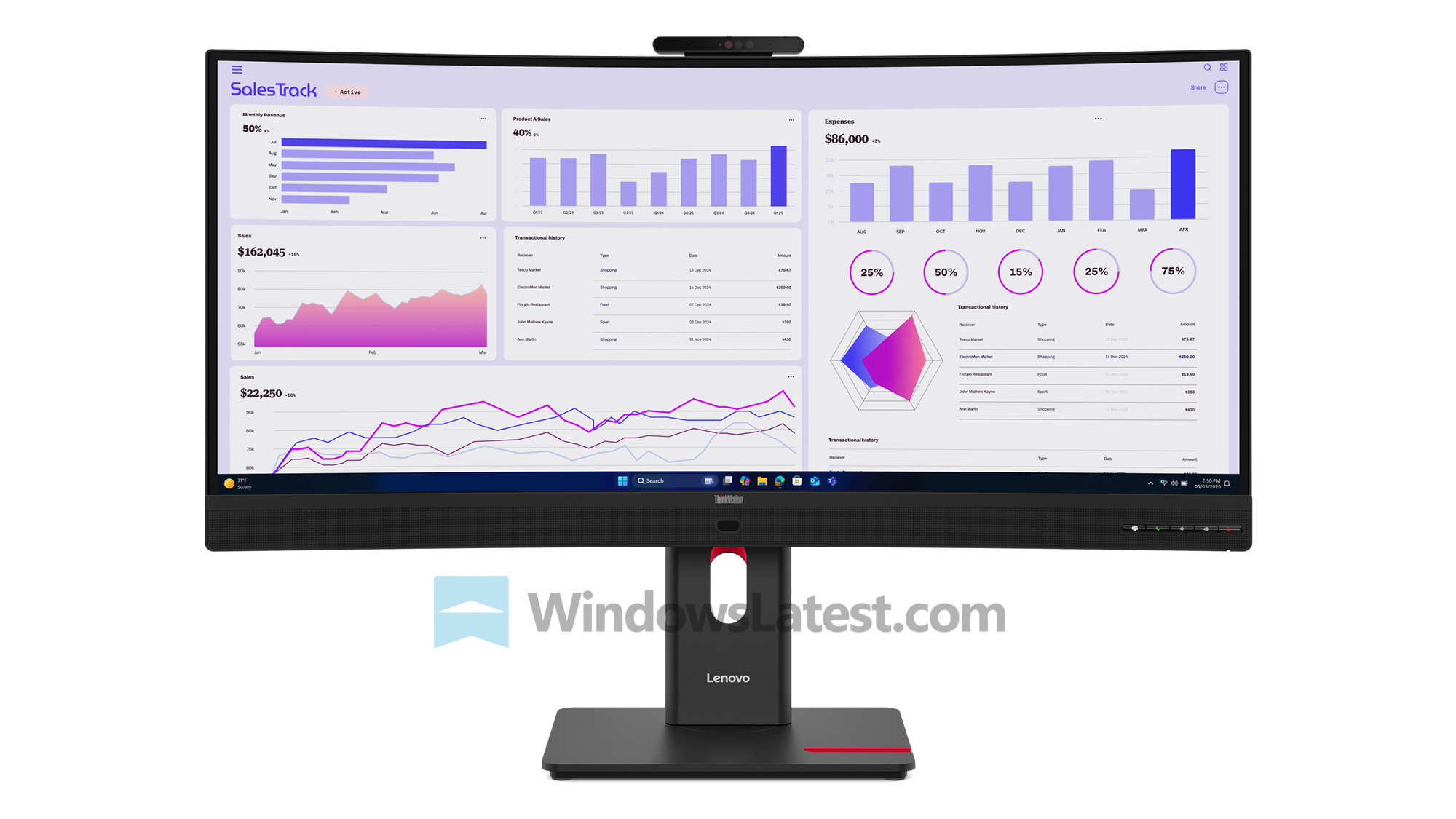 Lenovo ThinkVision t34wd 4v monitor front view