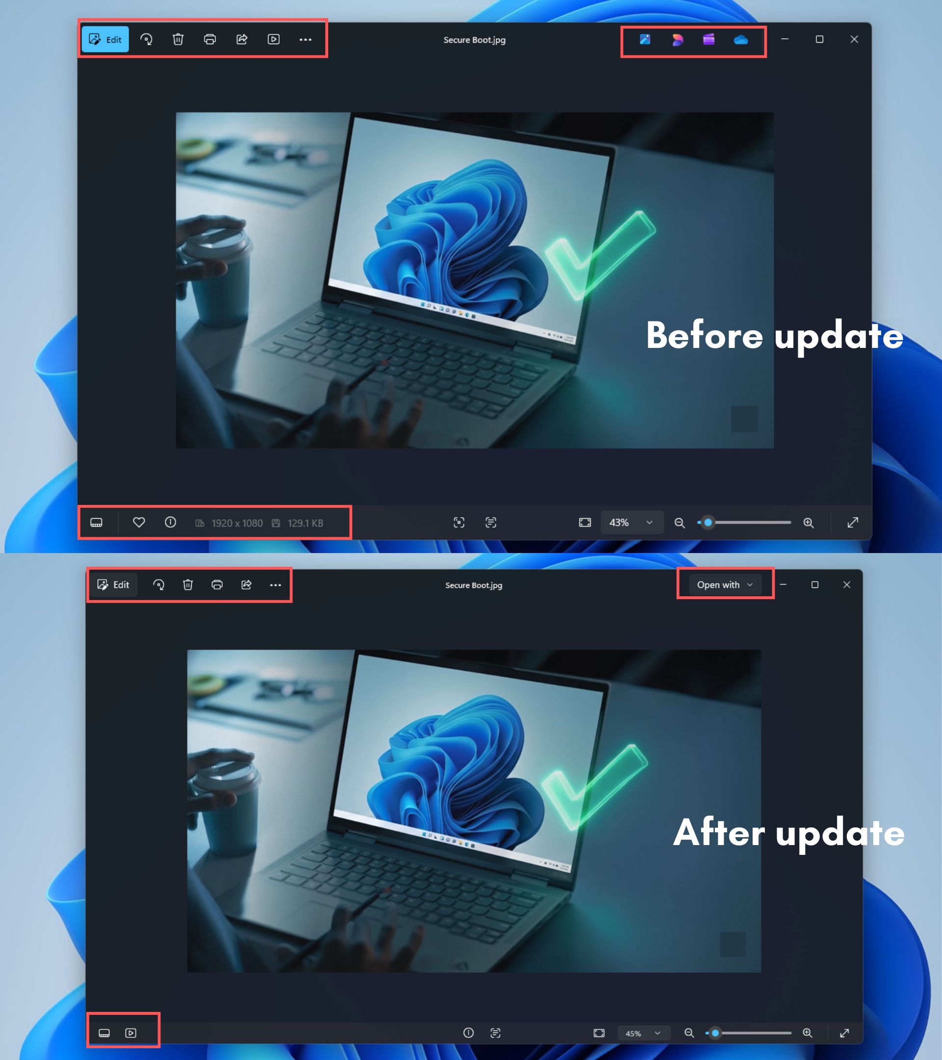 Microsoft Photos became cleaner by default with less distracting elements
