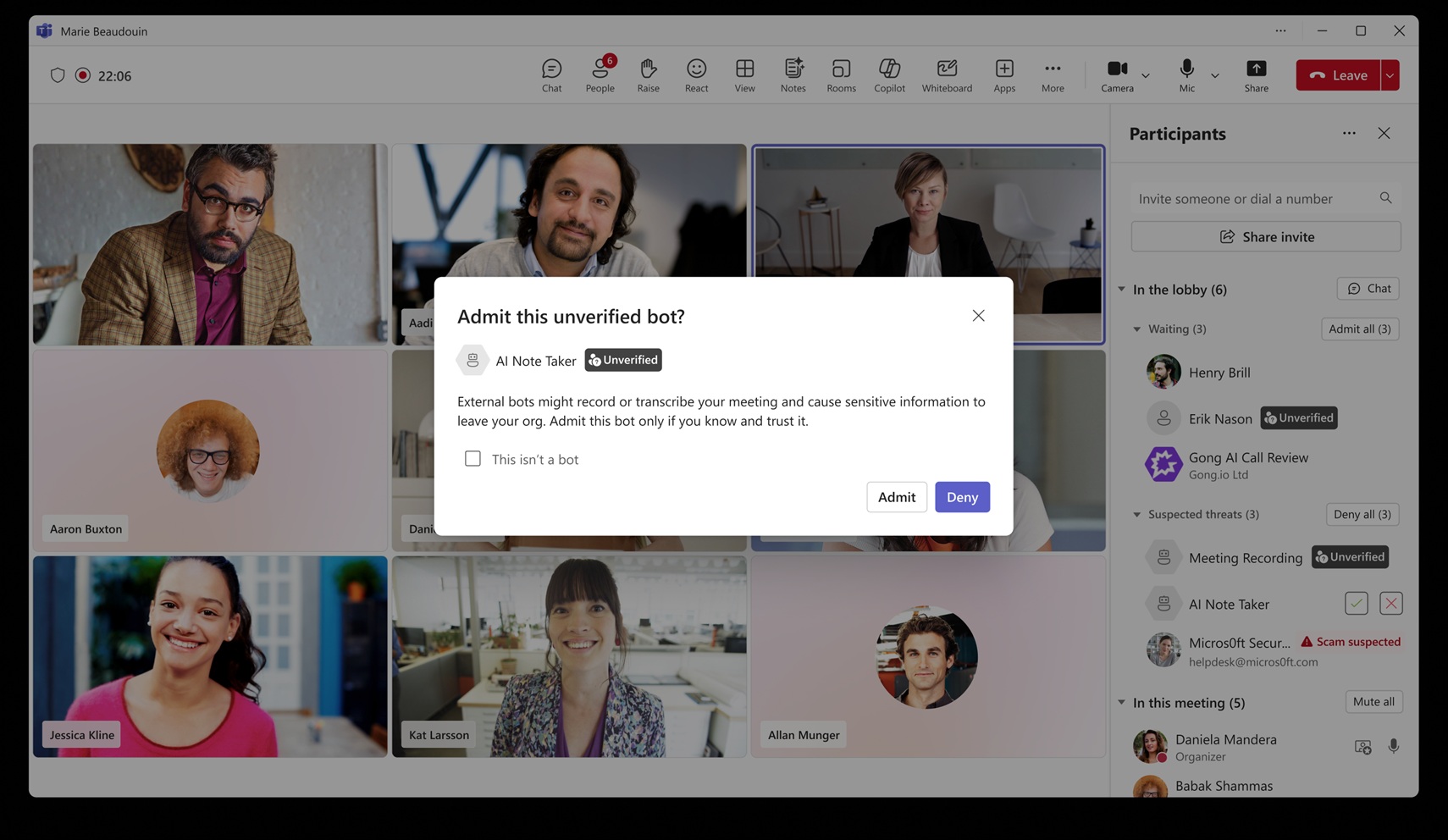Microsoft Teams AI bot protection