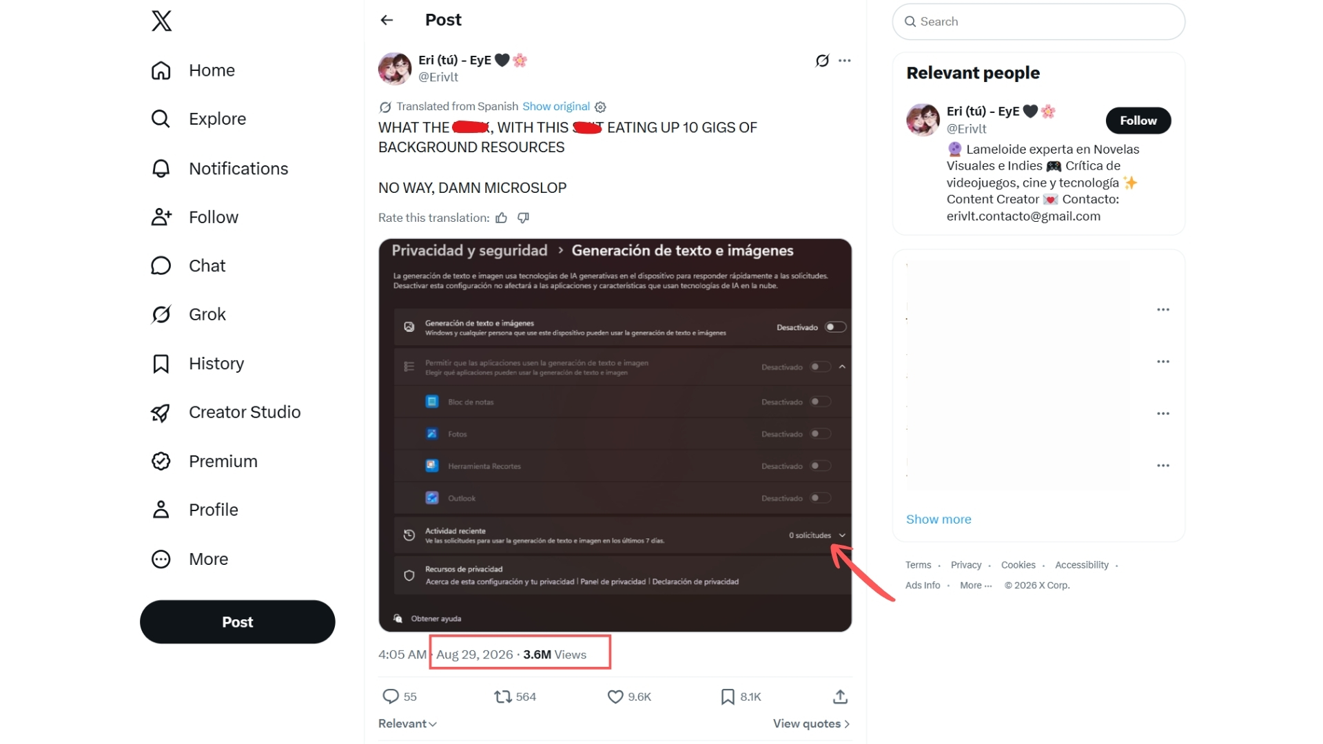 Misleading X posts that says a toggle for Text and image generation service uses background resources