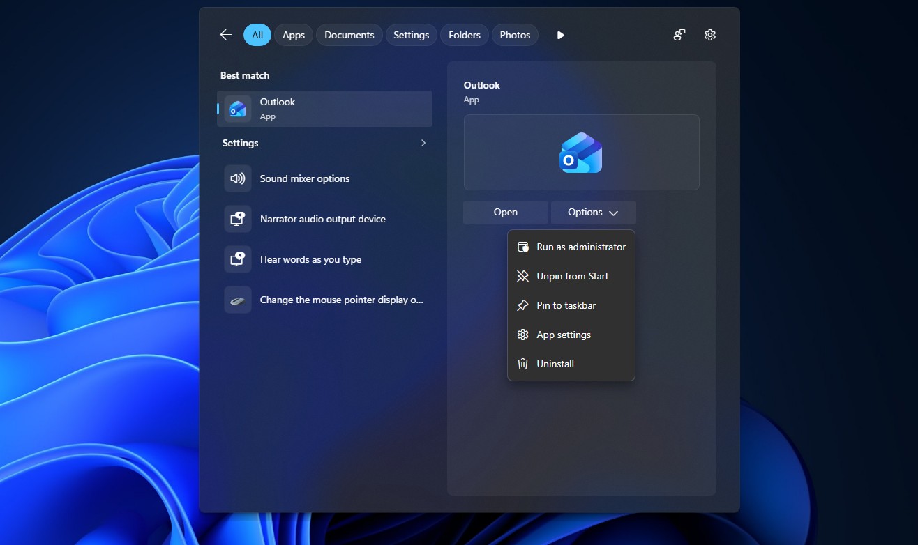New Search UI in Windows 11