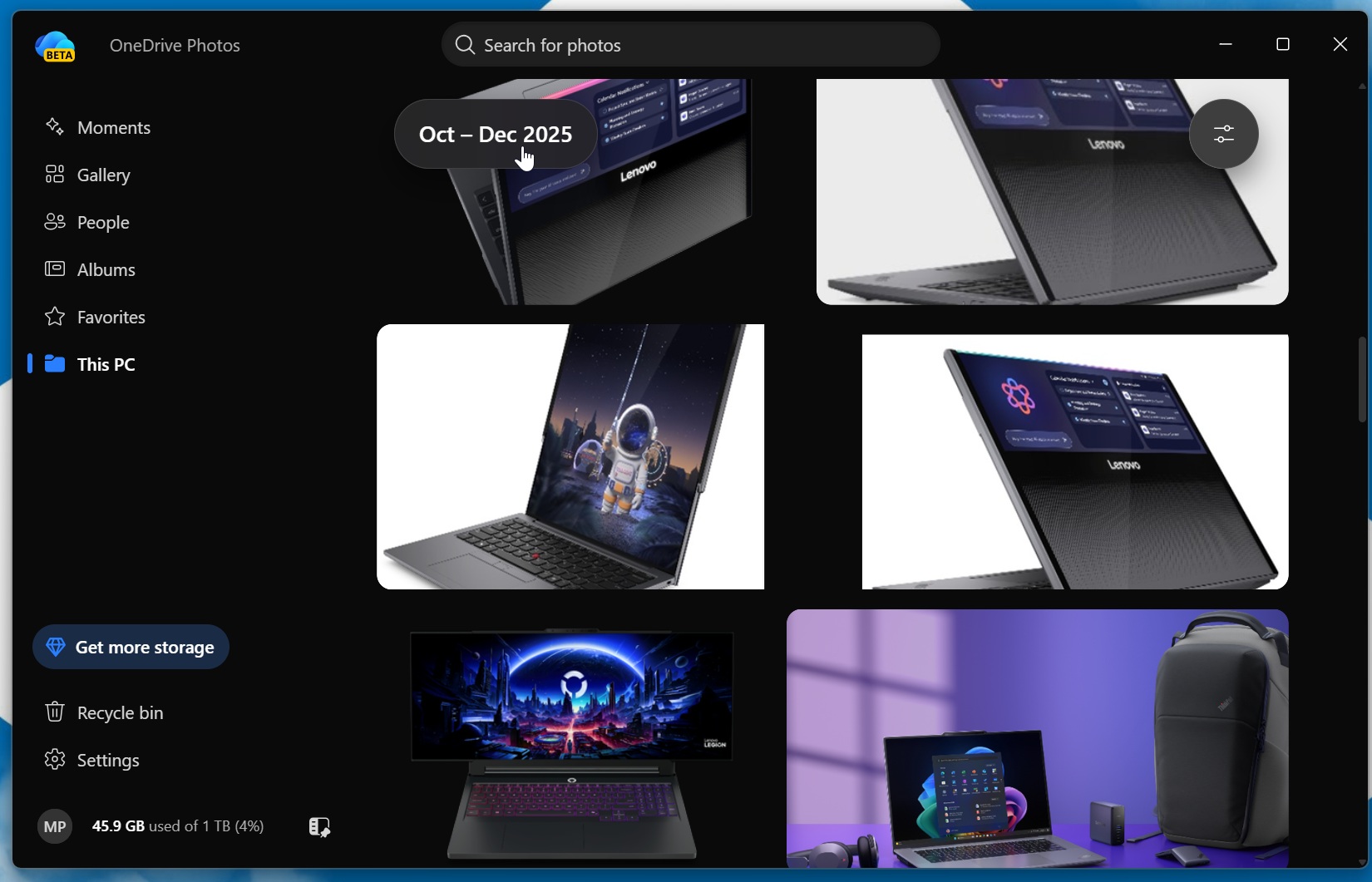 OneDrive Photos This PC feature