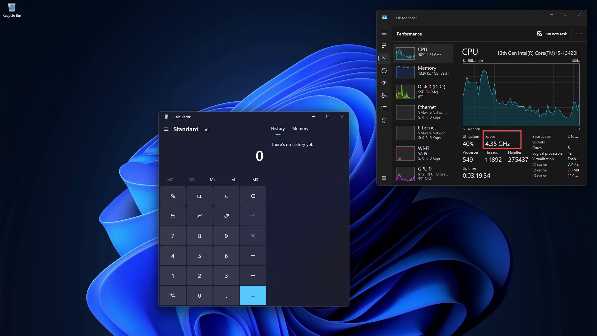 Opening Calculator boost CPU to launch faster