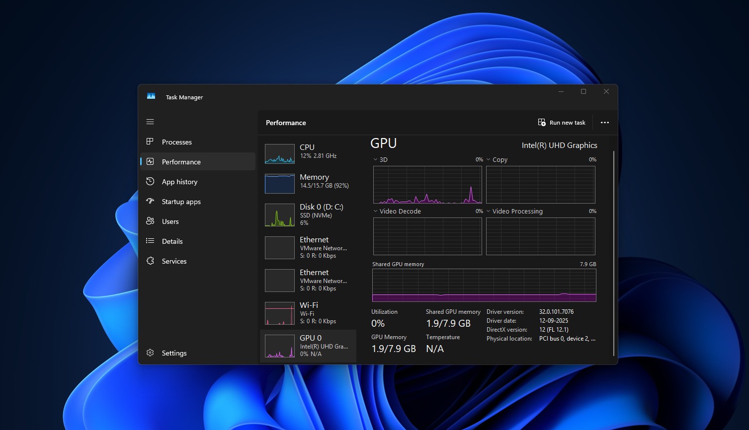 Shared GPU Memory in Windows 11