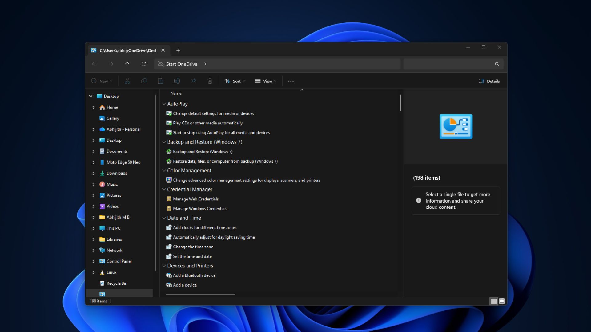 The so-called God Mode in Windows