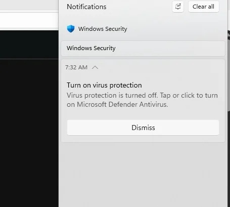 Turn on virus protection on Windows 11