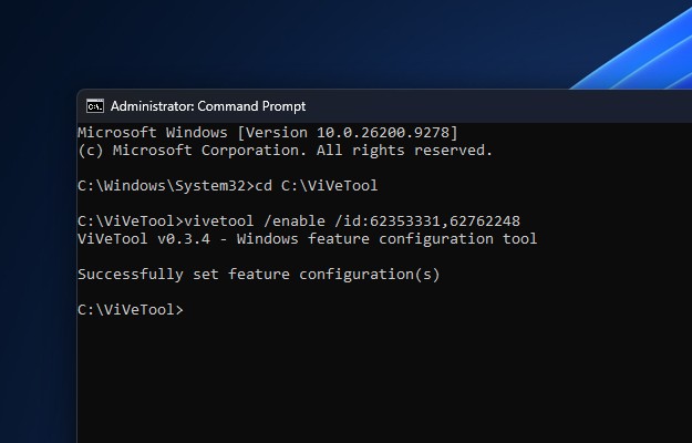 ViVeTool ID to get the new Search in Windows 11