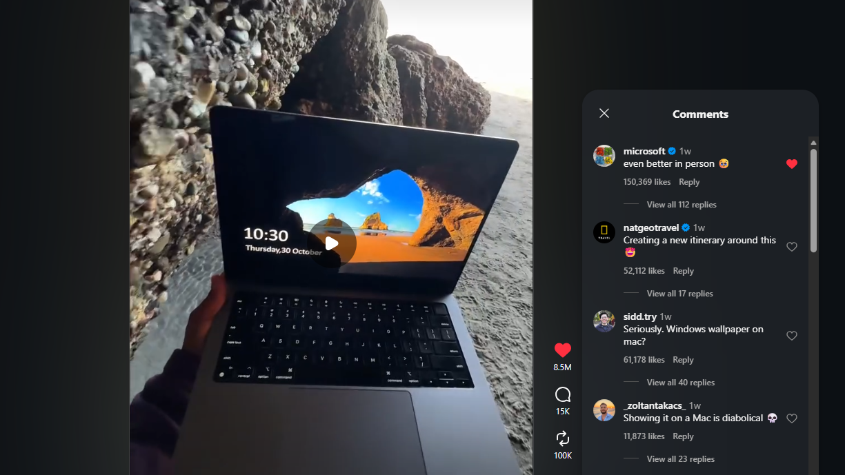 Viral Instagram video showing real life location of Windows 10 lock screen