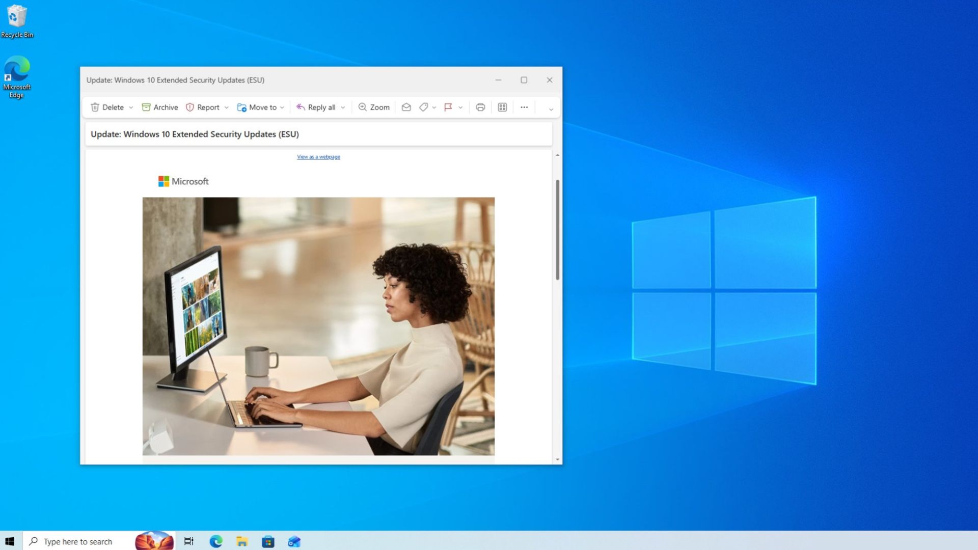 Windows 10 ESU email
