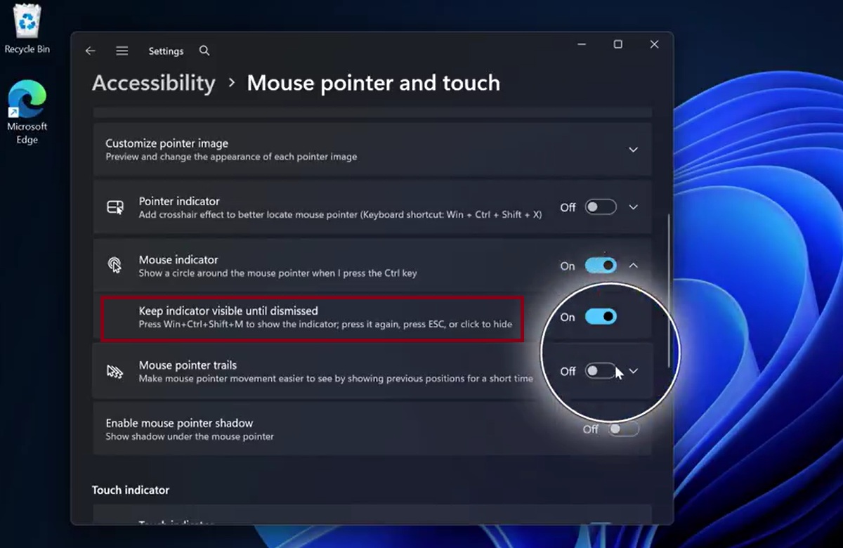 Windows 11 Mouse indicator new modern UI