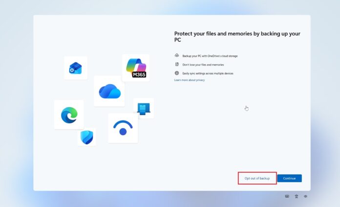Windows 11 OneDrive opt out button