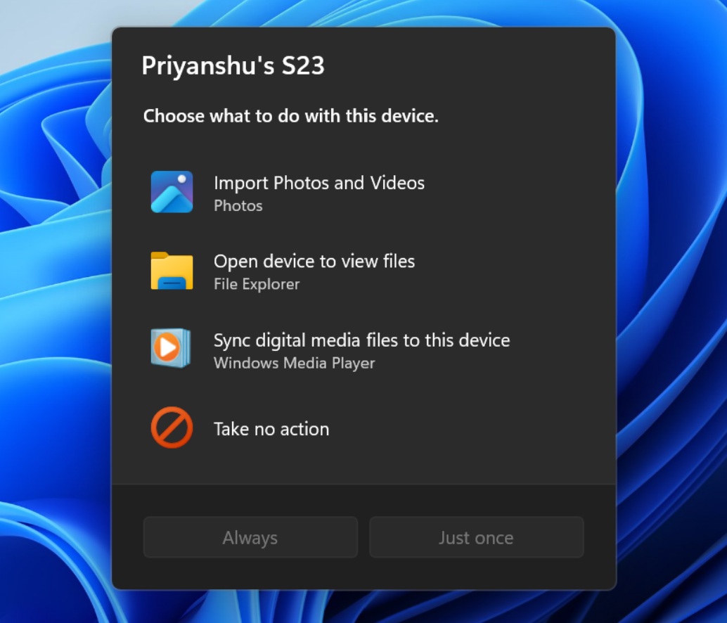 Windows 11 modern AutoPlay