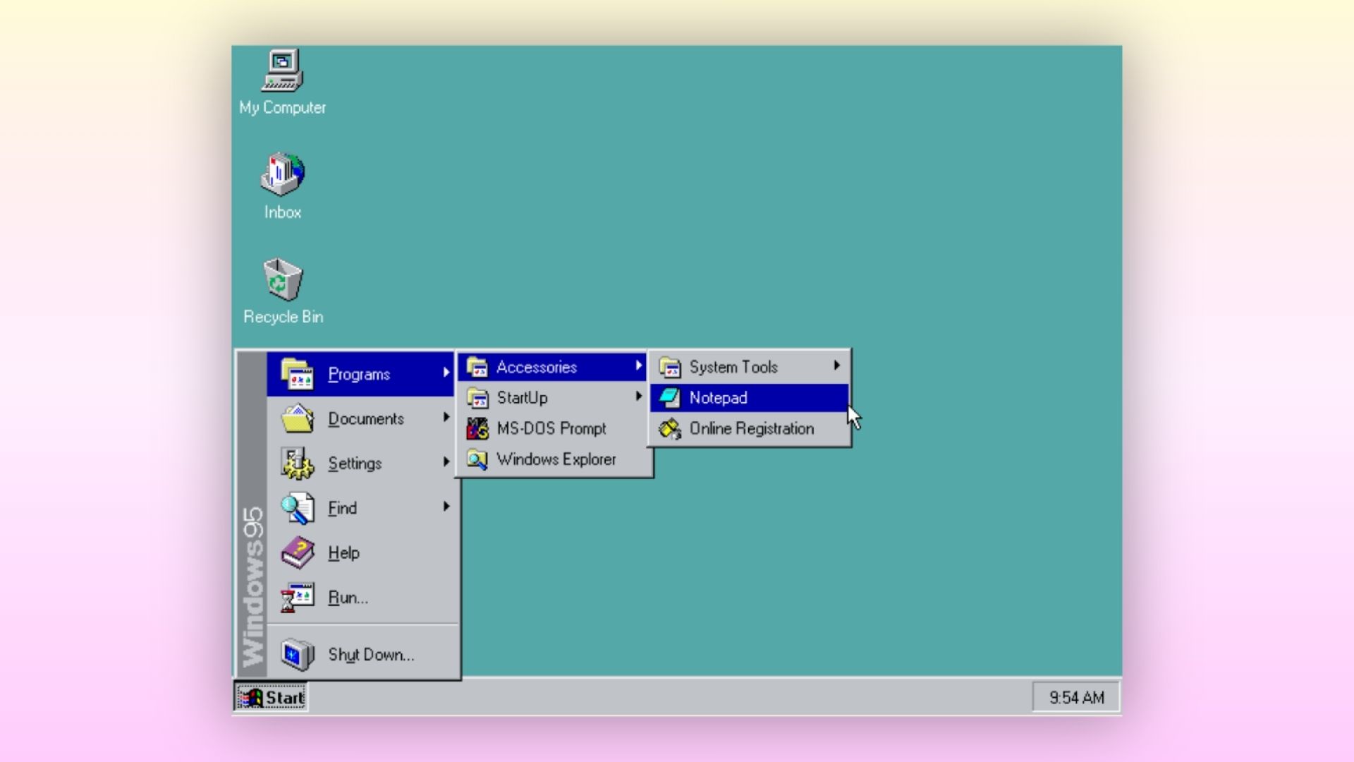 Windows 95 Start menu