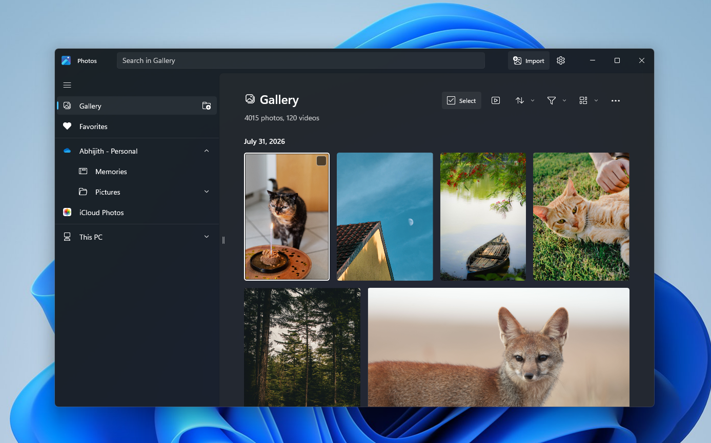 new Gallery in Photos app