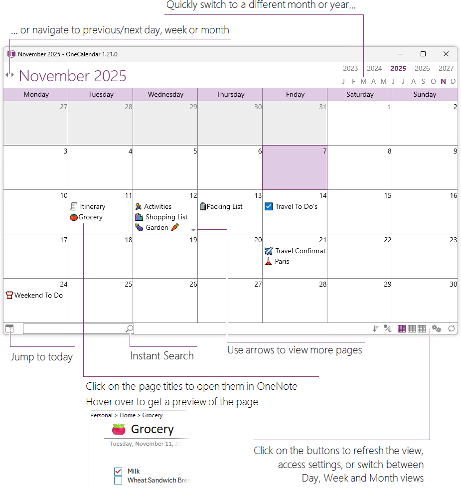 OneCalendar in OneNote
