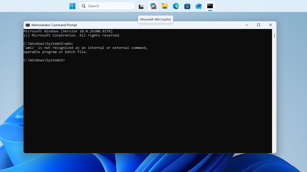 wmic is unavailable in Windows 11 now