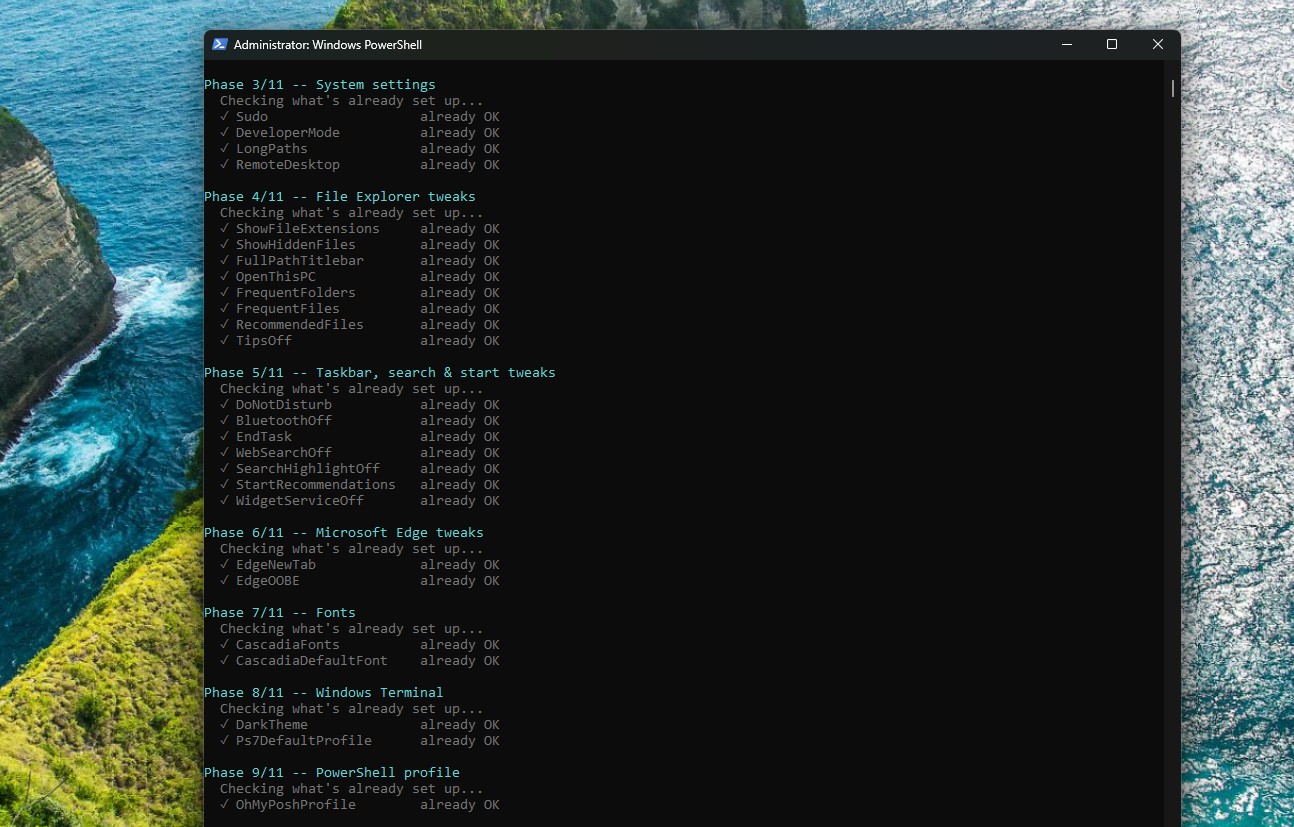 All system settings that are changed by Windows Developer Config