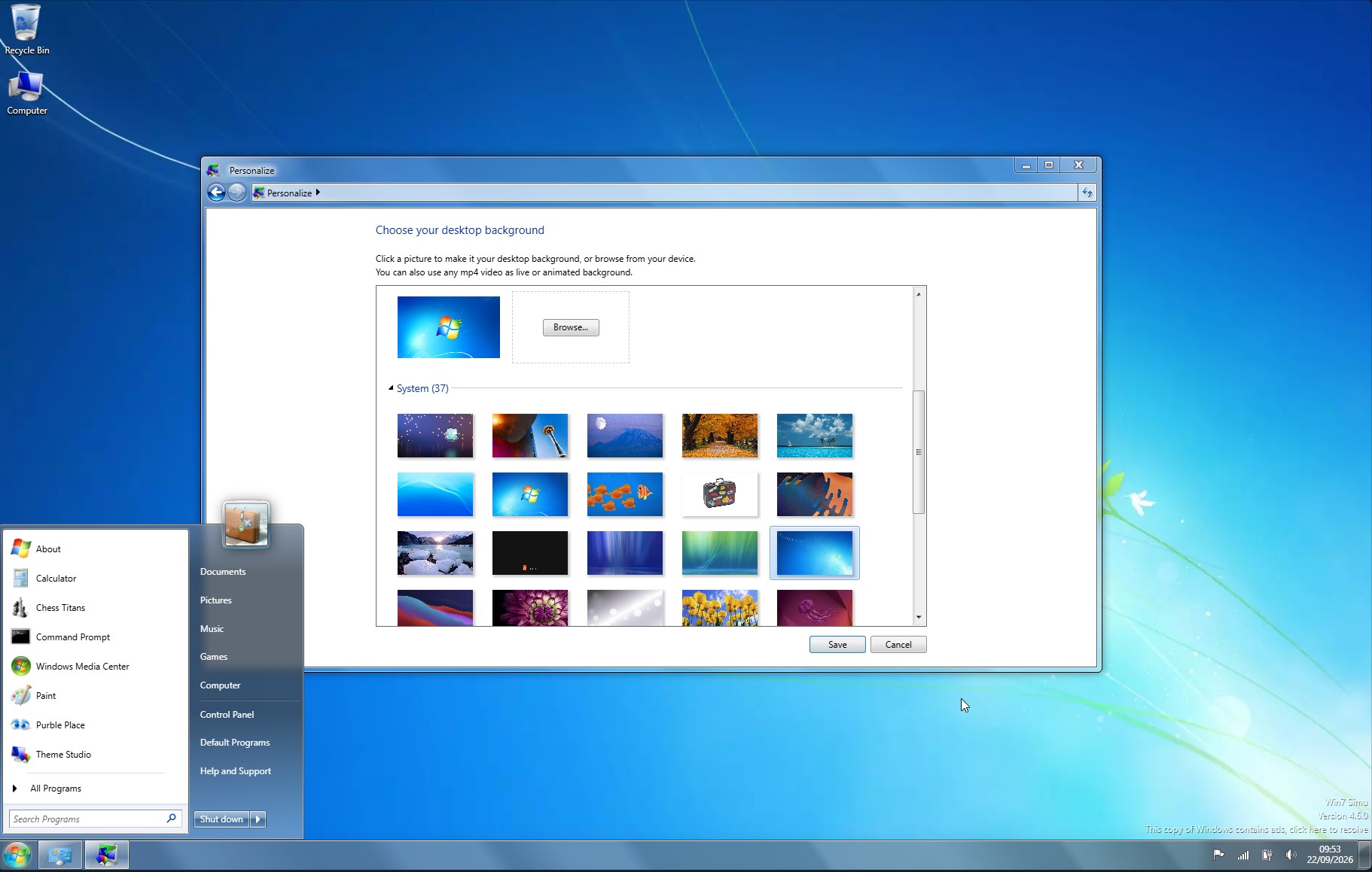 Changing Windows 7 wallpaper