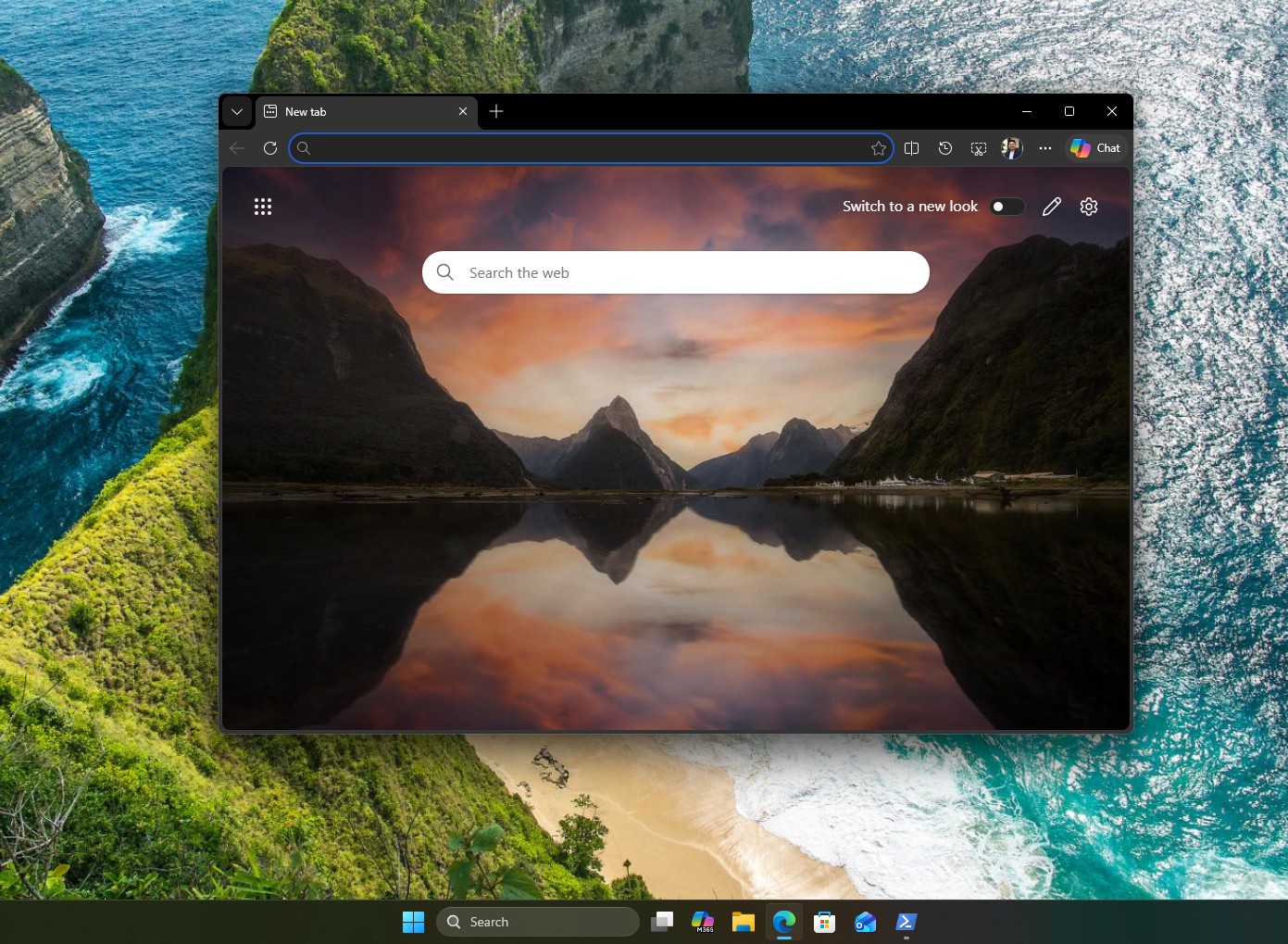 Edge opens to a cleaner tab with no MSN