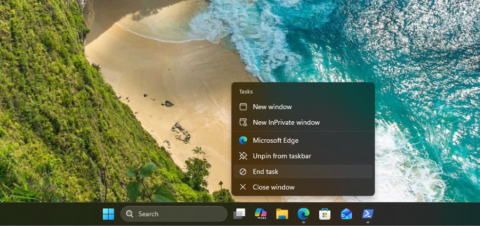 End task button added automatically