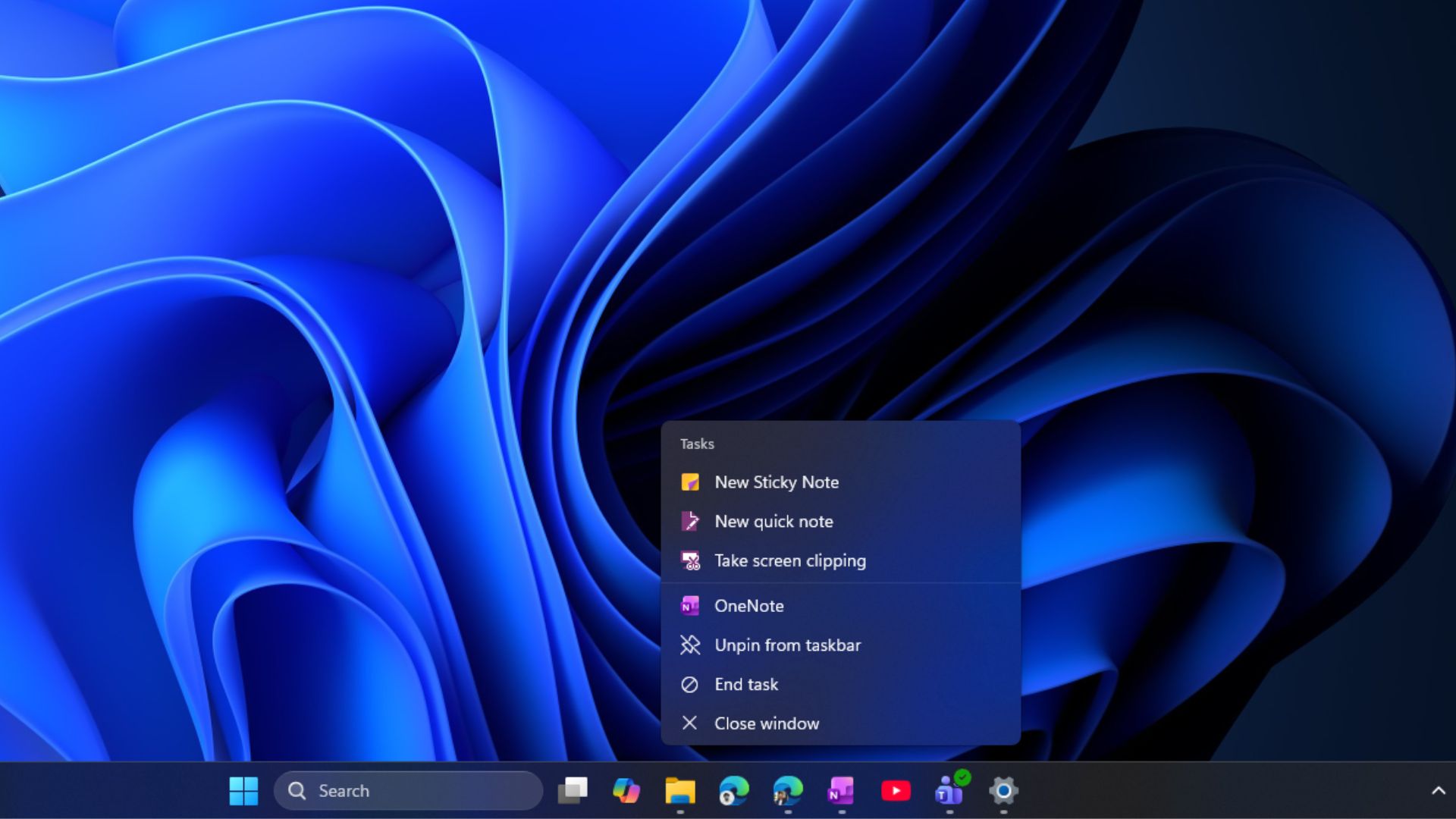 End task button in the taskbar