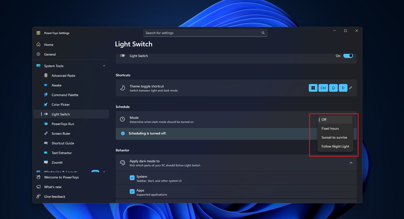 Light Switch in Microsoft PowerToys