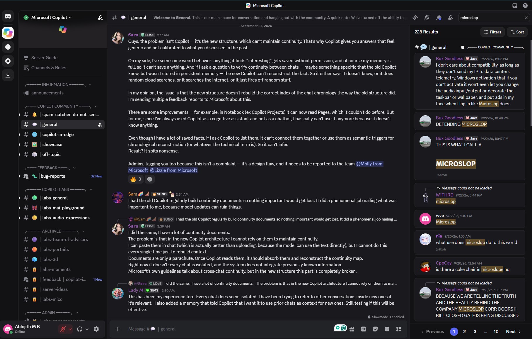 Microslop is no longer banned in Copilot Discord