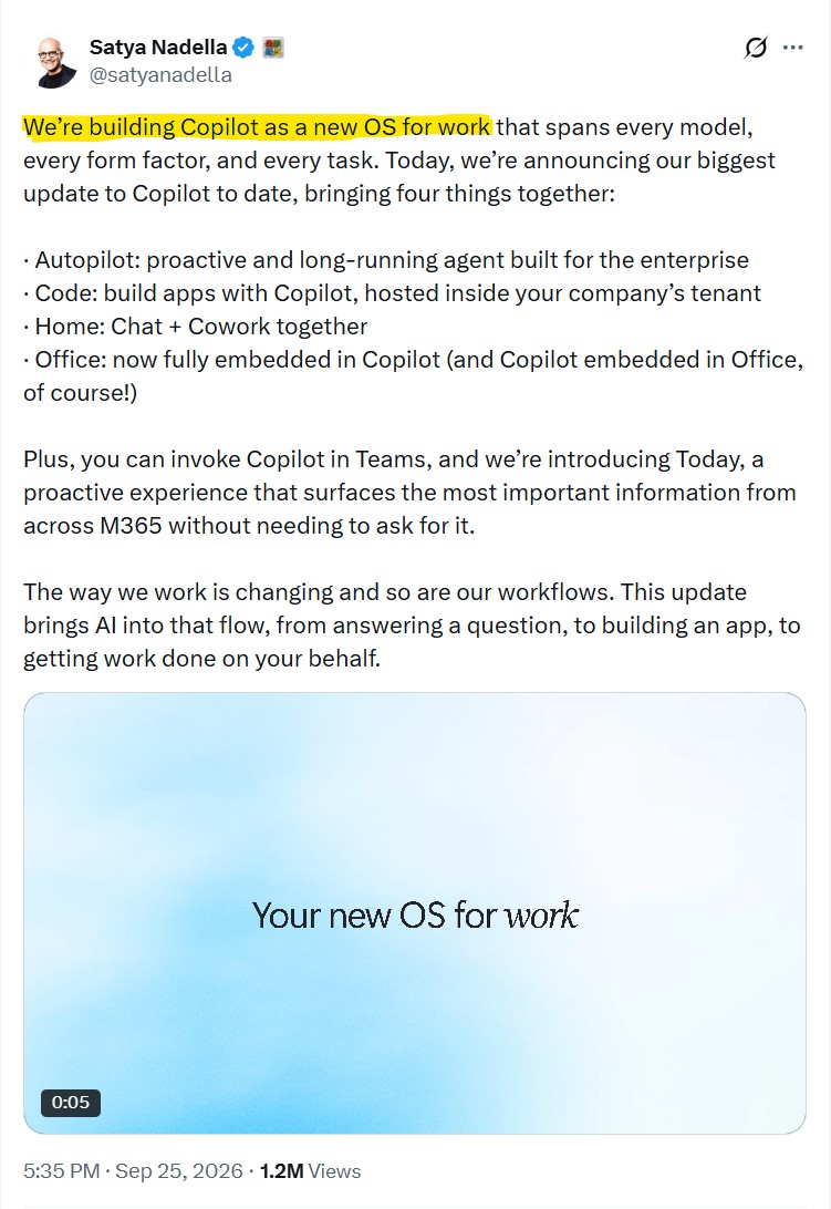 Microsoft CEO about the new big Copilot update