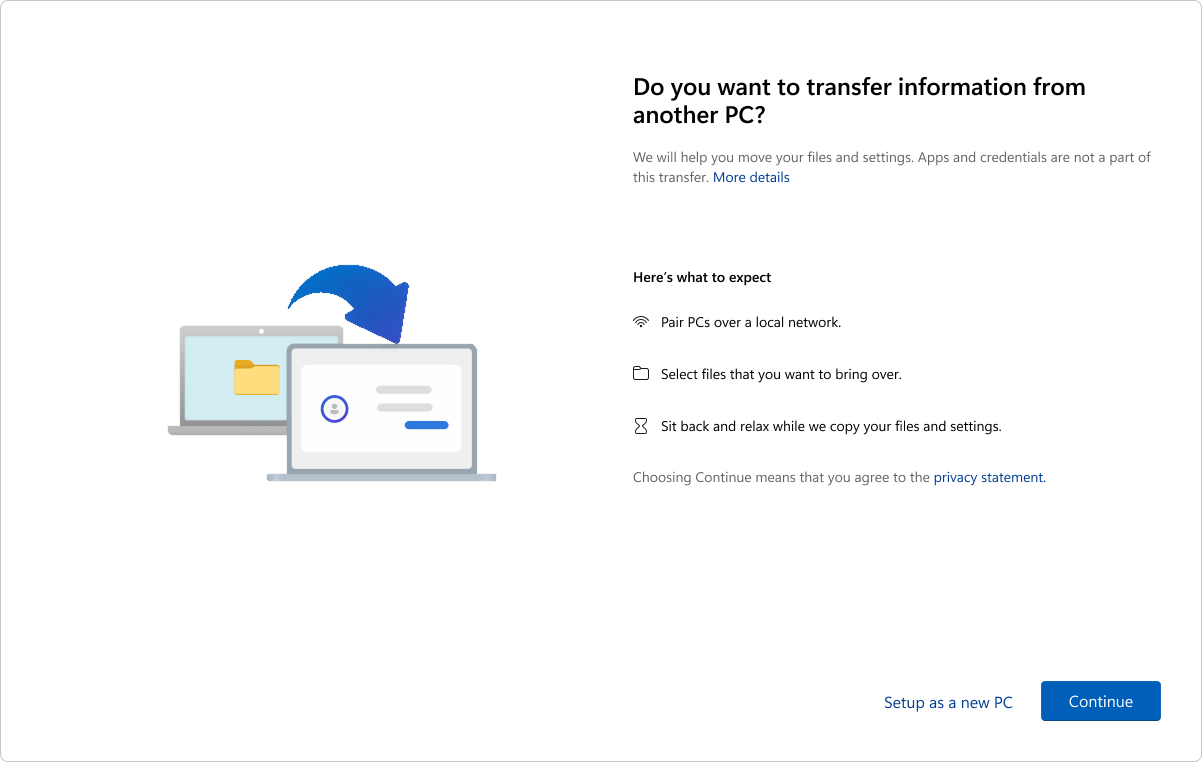 Move files from one PC to another