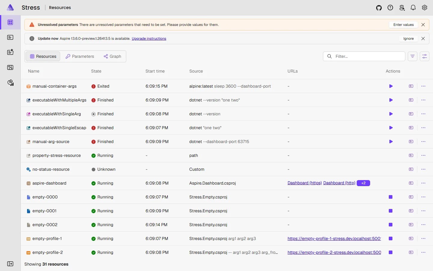 New dashboard in Aspire