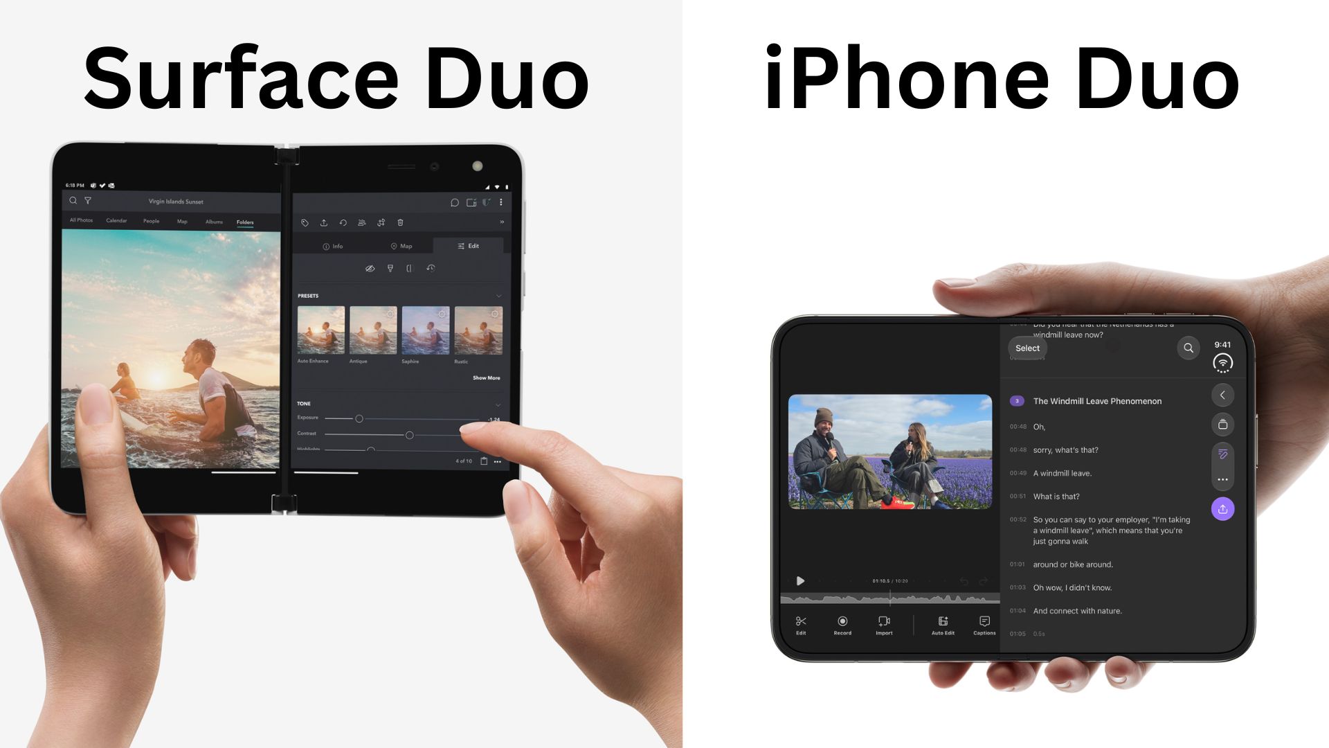 Surface Duo and iPhone Duo media editing