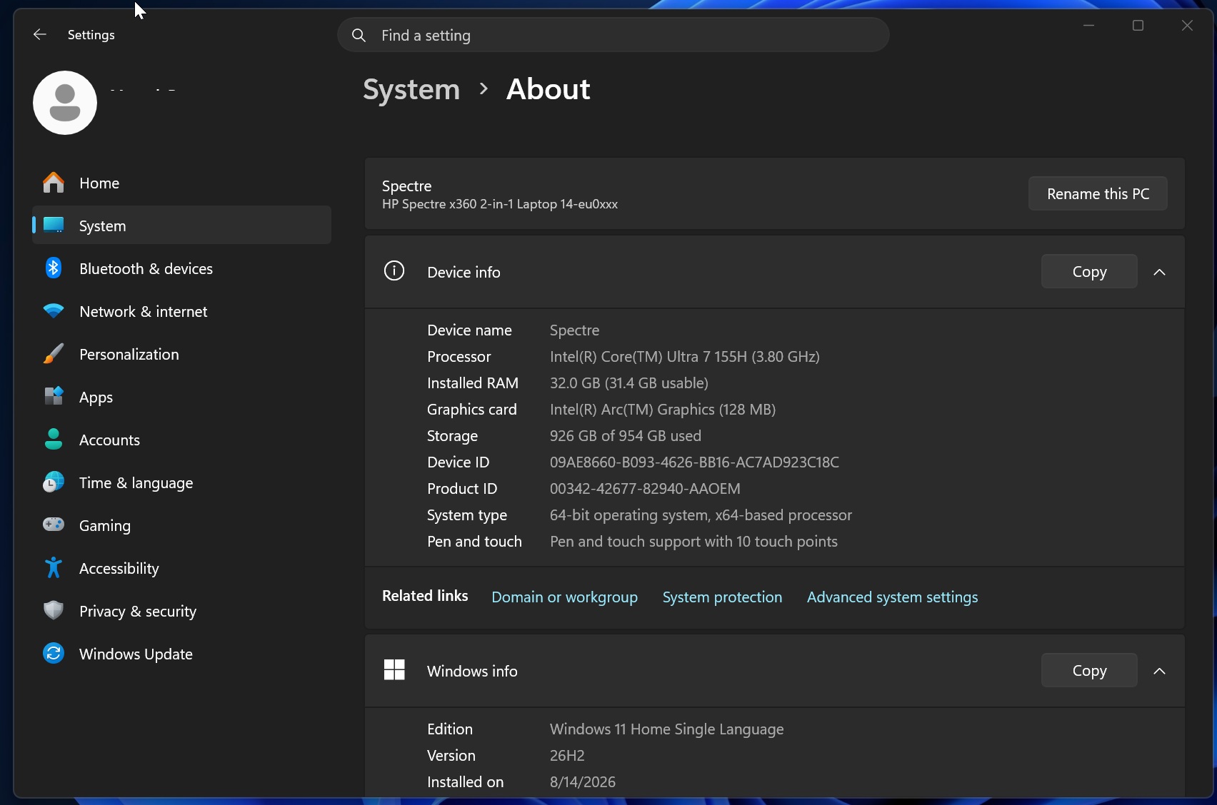 Windows 11 26H2 OS version and Build number