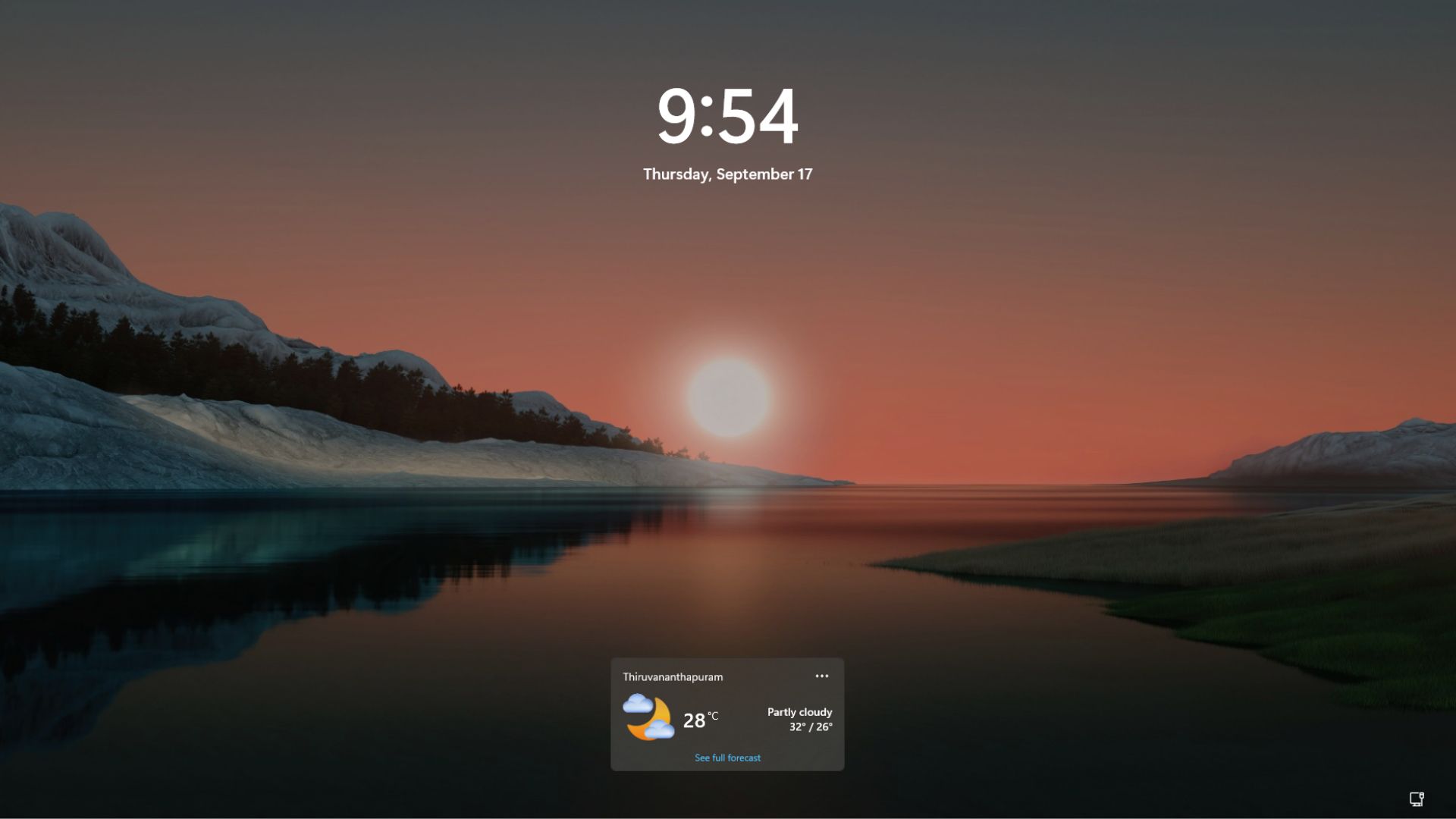 Windows 11 lock screen with only Weather widget by default