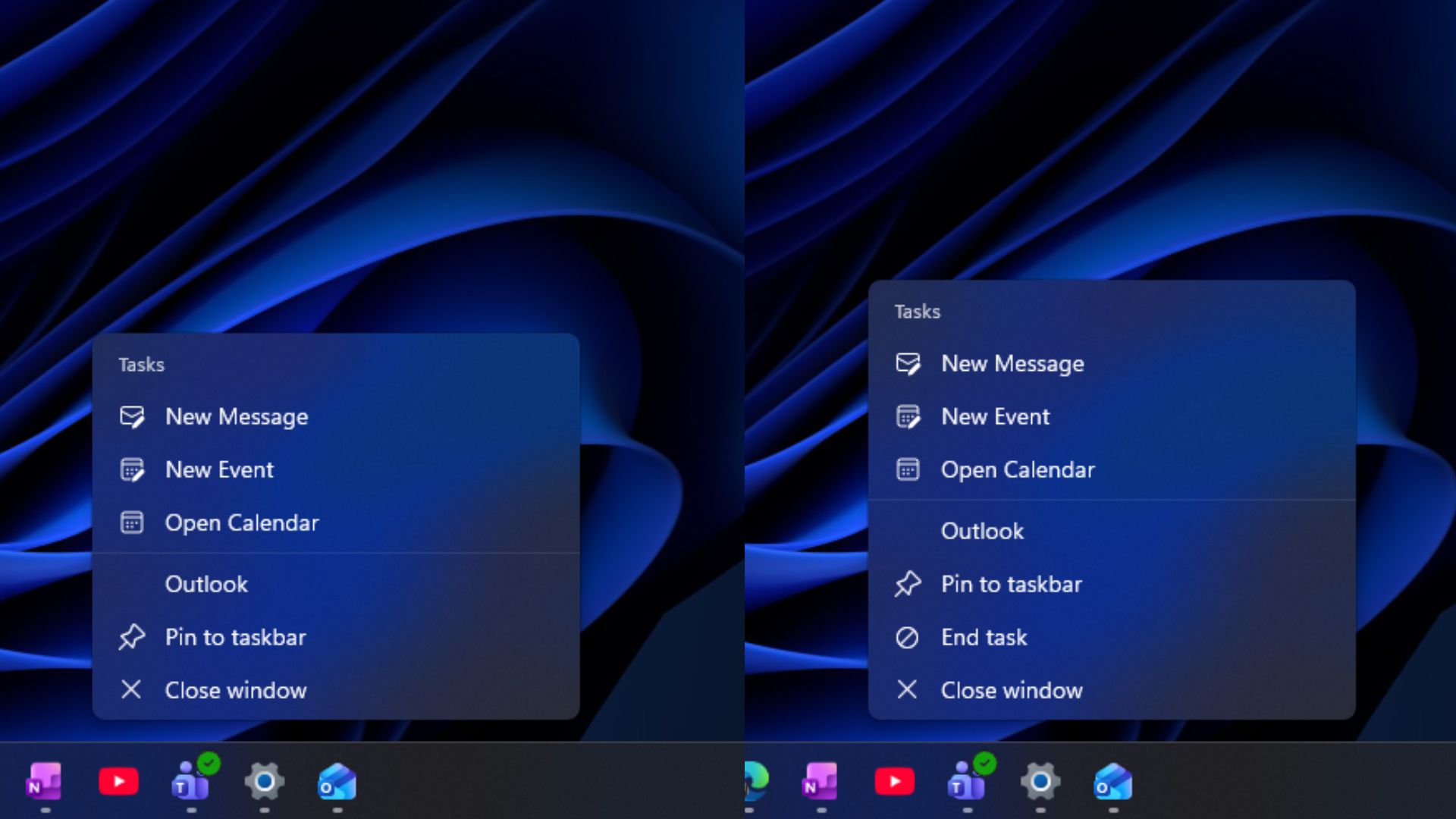 before and after enabling End task button