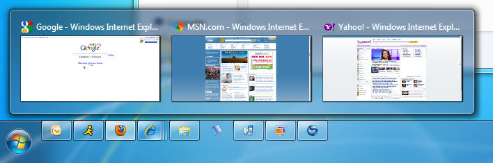 Aero Peek in Windows 7 is like Windows 11's taskbar preview